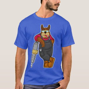 Dog als Mechaniker mit Spark-Stecker T-Shirt