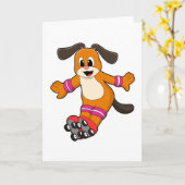 Dog als Skater mit Inline-Skaten Karte (Gelbe Blume)