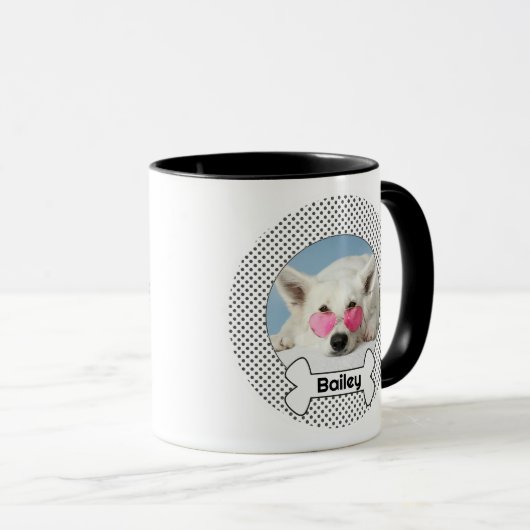 Dog and Bone Custom Name and Photo Tasse (VorderseiteRechts)