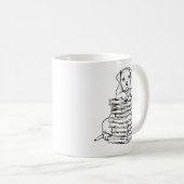 Dog and Books Line Art Kaffeetasse (VorderseiteRechts)