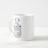 Dog and Books Line Art Kaffeetasse (Vorderseite Links)