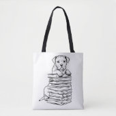 Dog and Books Line Art Tasche (Vorderseite)