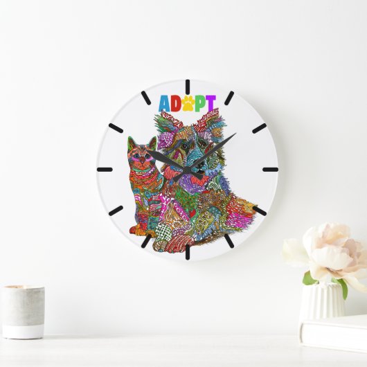 Dog and Cat Adoption and Pet Rescue Große Wanduhr (Zuhause)