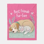 Dog and Cat Best Friends Forever Fleecedecke (Vorderseite)