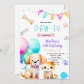 Dog and Cat Birthday Invitation Einladung (Vorne/Hinten)