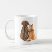 Dog and Cat Friendship Watercolor Kaffeetasse (Links)