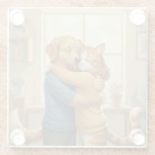 Dog and Cat Hug Glass Coaster Glasuntersetzer (Rückseite)