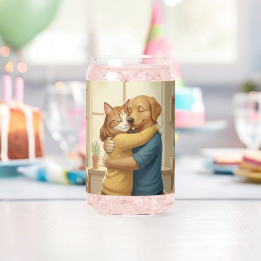 Dog and Cat Hug Printed Can Glass Dosenglas (Insitu (Geburtstag))