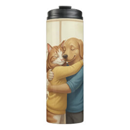 Dog and Cat Hug Thermal Tumbler Thermosbecher
