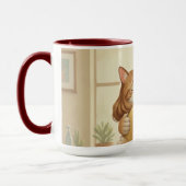 Dog and Cat Hug Wrap-Around Two-Tone Mug Tasse (Links)