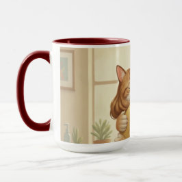 Dog and Cat Hug Wrap-Around Two-Tone Mug Tasse