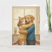 Dog and Cat Hugging Romantic Greeting Card Karte (Vorderseite)