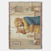 Dog and Cat Hugging Whimsical Woven Throw Blanket Decke (Vorderseite Vertikal)