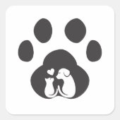 Dog and Cat Paw Love Design Sticker (Vorderseite)