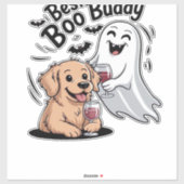 Dog and ghost drinking wine. Classic T-Shirt Aufkleber (Blatt)
