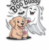 Dog and ghost drinking wine. Classic T-Shirt Aufkleber (Vorderseite)