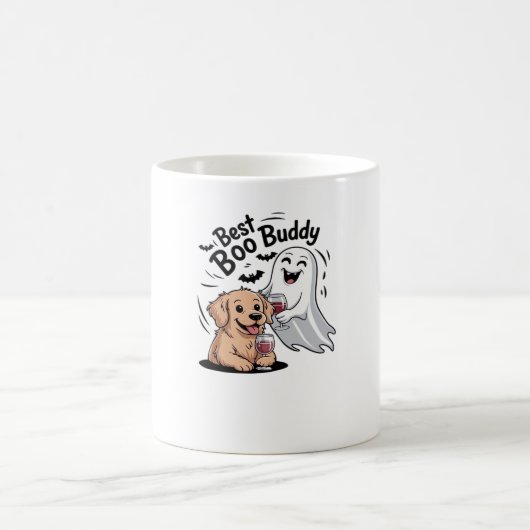 Dog and ghost drinking wine. Classic T-Shirt Kaffeetasse (Mittel)