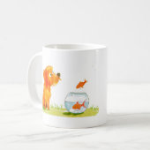 Dog and Goldfish Cartoon Kaffeetasse (Vorderseite Links)