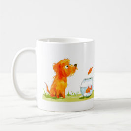 Dog and Goldfish Cartoon Kaffeetasse