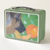 Dog and orange metal lunch box (Rückseite)