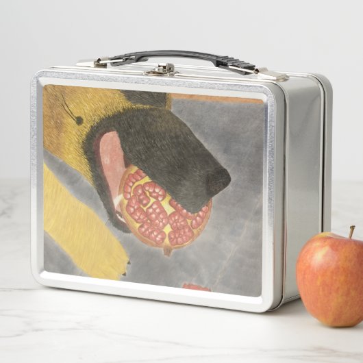 Dog and pomegranate metal lunch box (Beispiel)