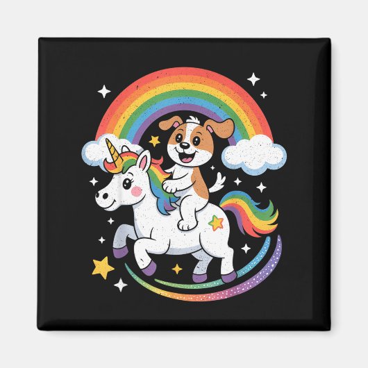 Dog And Unicorn Space Galaxy Rainbow Dogs Magnet (Vorne)