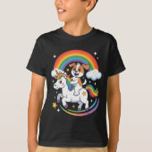 Dog And Unicorn Space Galaxy Rainbow Dogs T-Shirt (Vorderseite)