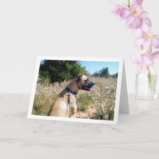 Dog and Wildflowers Portrait Karte (Orchidee)