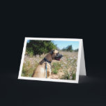 Dog and Wildflowers Portrait Karte<br><div class="desc">Dog and Wildflowers Portrait Greeting Card. You can easily customize this product for free if you would like to add wording or change the color of the background.</div>
