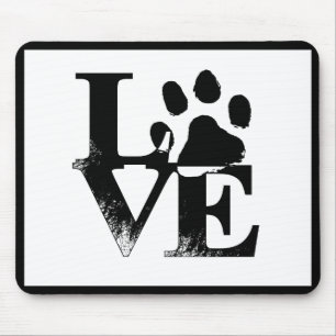 Dog Animal Paw Print Typography Puppy Love Mousepad