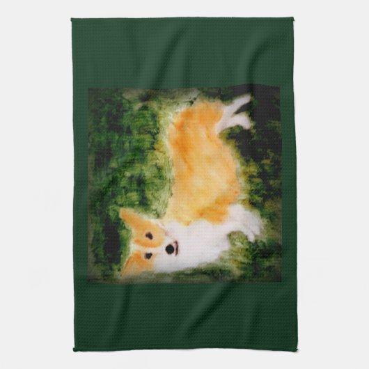 Dog Art Niedlich Corgi Küchentuch (Vertikal)