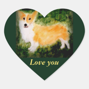 Dog Art Niedlich Corgi Liebe Custom Herz-Aufkleber