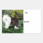 Dog Art Old English Sheepdog Custom Rechteckiger Aufkleber (Vorderseite)