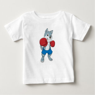Dog as Boxer mit Boxhandschuhen Baby T-shirt