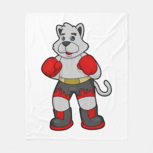 Dog as Boxer mit Boxhandschuhen Fleecedecke