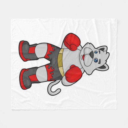 Dog as Boxer mit Boxhandschuhen Fleecedecke (Vorderseite (Horizontal))