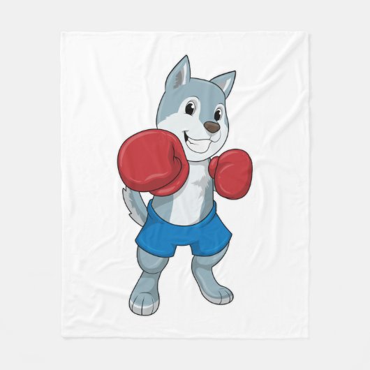 Dog as Boxer mit Boxhandschuhen Fleecedecke (Vorderseite)