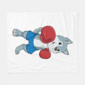 Dog as Boxer mit Boxhandschuhen Fleecedecke (Vorderseite (Horizontal))