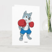 Dog as Boxer mit Boxhandschuhen Karte (Rückseite)