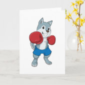 Dog as Boxer mit Boxhandschuhen Karte (Gelbe Blume)