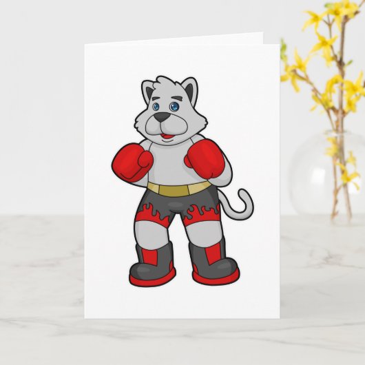 Dog as Boxer mit Boxhandschuhen Karte (Gelbe Blume)