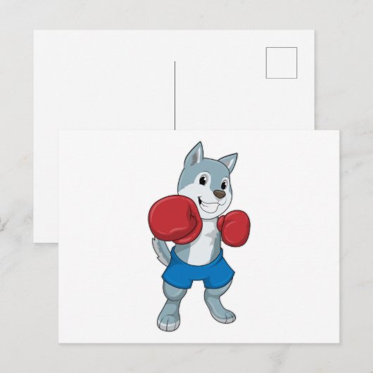 Dog as Boxer mit Boxhandschuhen Postkarte (Vorne/Hinten)