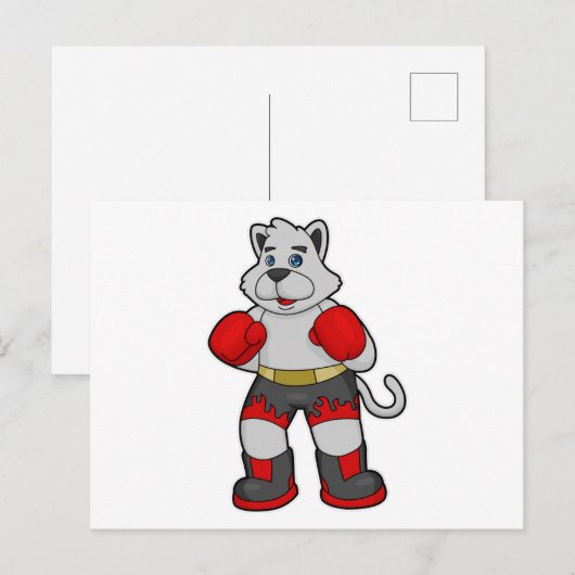 Dog as Boxer mit Boxhandschuhen Postkarte (Vorne/Hinten)