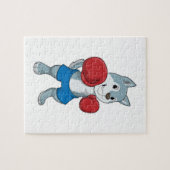 Dog as Boxer mit Boxhandschuhen Puzzle (Horizontal)