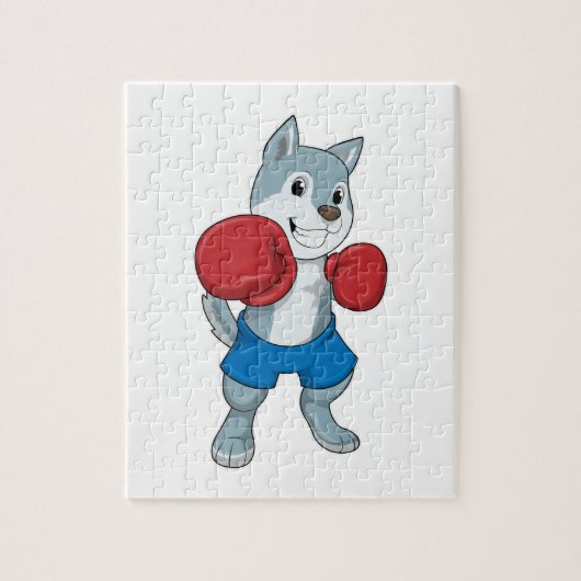 Dog as Boxer mit Boxhandschuhen Puzzle (Vertikal)