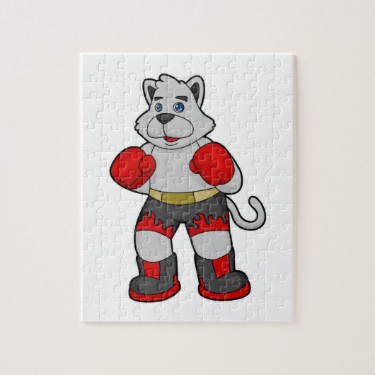 Dog as Boxer mit Boxhandschuhen Puzzle (Vertikal)
