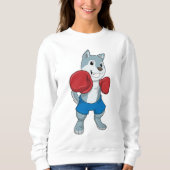 Dog as Boxer mit Boxhandschuhen Sweatshirt (Vorderseite)
