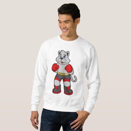 Dog as Boxer mit Boxhandschuhen Sweatshirt (Vorne ganz)