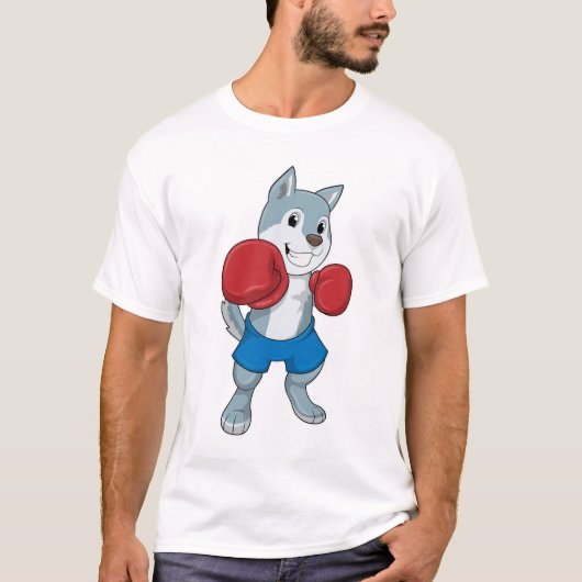 Dog as Boxer mit Boxhandschuhen T-Shirt (Vorderseite)