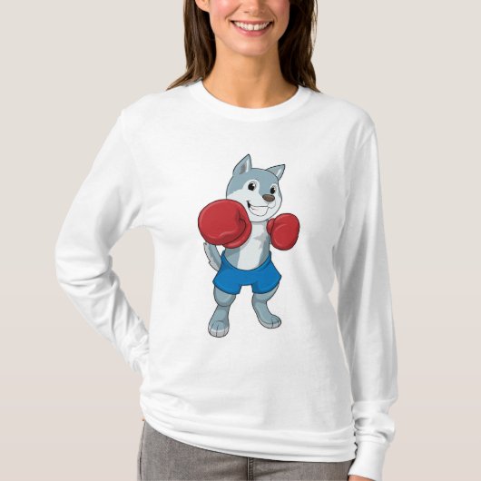Dog as Boxer mit Boxhandschuhen T-Shirt (Vorderseite)